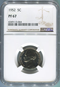 1952 United States Jefferson 5C Nickel. NGC PF67. Image 1