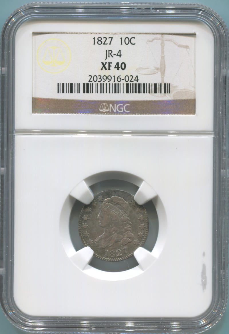 1827 Draped Bust Dime. JR-4. NGC XF40 Image 1