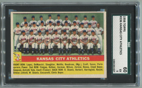 1956 Kansas City Athletics #236 SGC 60 EX 5