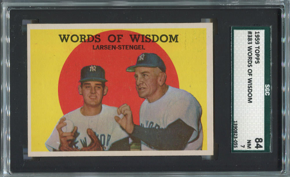 1959 Topps Words of Wisdom #383. Stengel & Larsen. SGC 84 NM 7.