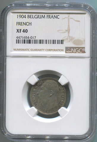 1904 Belgium Franc. French. NGC XF40