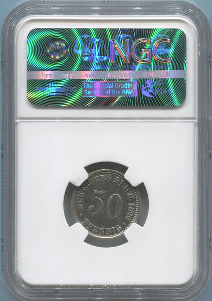 1876 E Germany 50 Pfennig. NGC AU Details. Image 2