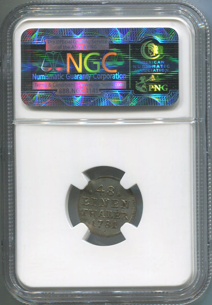 1781 C Germany 1/48 Taler. NGC AU Details. Thaler Image 2