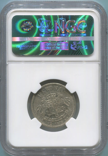 1875 ST Sweden Krona. NGC XF40 Image 2