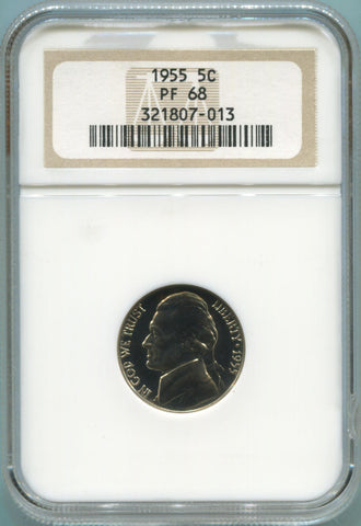 1955 Jefferson Nickel. NGC PF68 Image 1