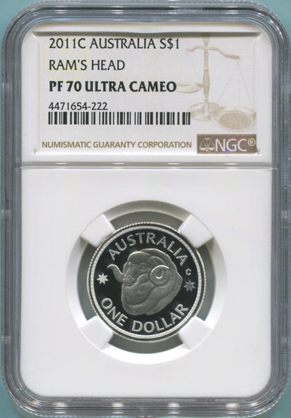 2011 C Australia Ram's Head. NGC PF70 Ultra Cameo. Perfect Grade Image 1