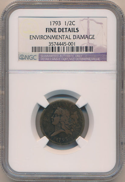 1793 Flowing Hair Half Cent. NGC Fine Details Image 1