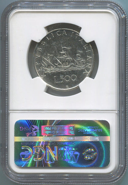 1958 R Italy 500 Lire. NGC Unc Details Image 2