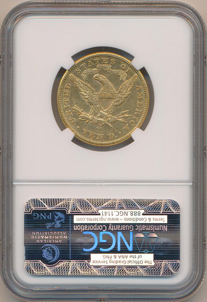 1875 CC $10 Gold Liberty. NGC AU Details