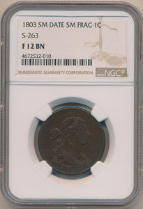 1803 Small Date Small Fraction Large Cent, S-263. NGC F12 Image 1