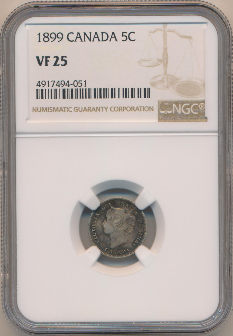 1899 Canada 5 Cents. Nickel. NGC VF25 Image 1