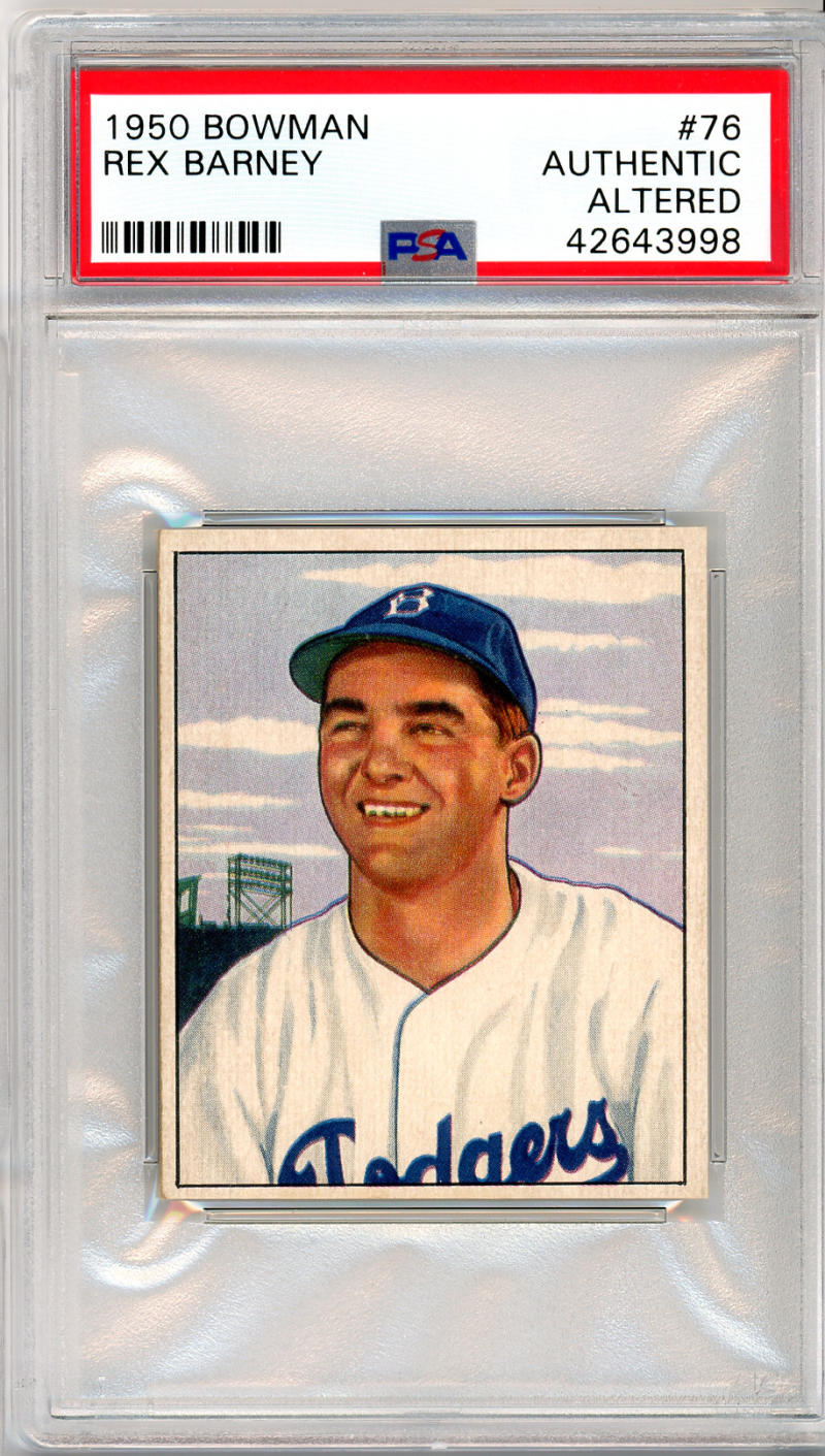 1950 Bowman Rex Barney #76. PSA Authentic Image 1