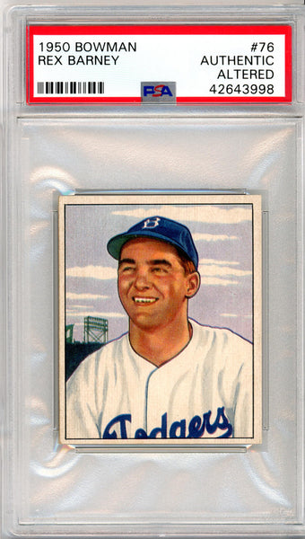 1950 Bowman Rex Barney #76. PSA Authentic Image 1