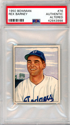 1950 Bowman Rex Barney #76. PSA Authentic Image 1