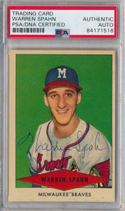 1954 Red Heart Warren Spahn Signed Autograph. PSA Image 1