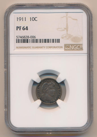 1911 PROOF Barber Dime. NGC PF64 Image 1