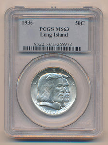 1936 Long Island Commemorative Half Dollar, PCGS MS63