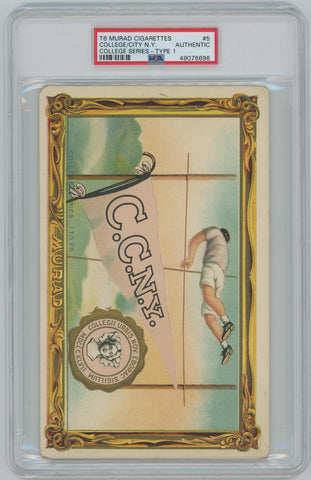 1910-11 City College New York #5 T6 Murad Tobacco Prem. Large Series Type 1 PSA  Image 1