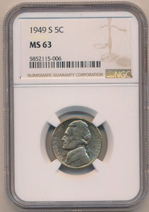 1949 S Jefferson Nickel. NGC MS63 Image 1