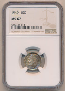 1949 Mercury Dime, NGC MS67