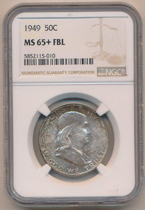 1949 Franklin Half Dollar, NGC MS65+ FBL Image 1