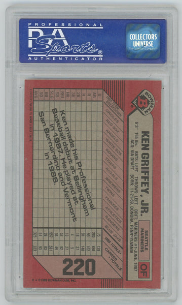 1989 Bowman Ken Griffey Jr. #220. PSA 10 Gem Mint Image 2