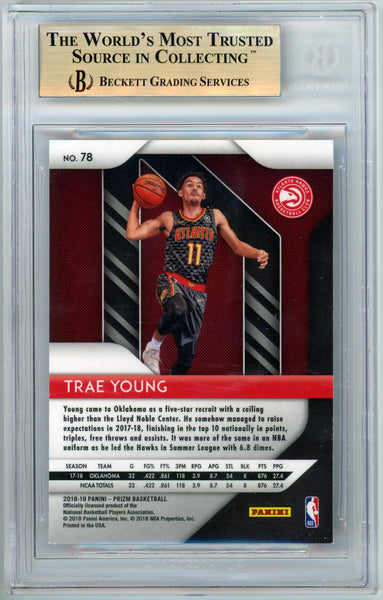 2018-19 Panini Prizm Trae Young Rookie Card #78. Beckett Gem MT 9.5 Image 2