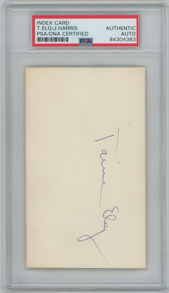 Tiana Elg and Julie Harris Signed Index Card. PSA Image 1