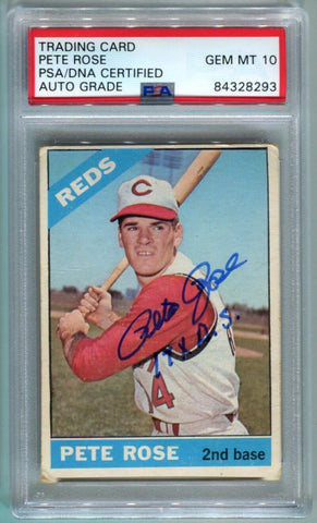 1966 Topps Pete Rose Signed Card. PSA GEM MT 10 Image 1