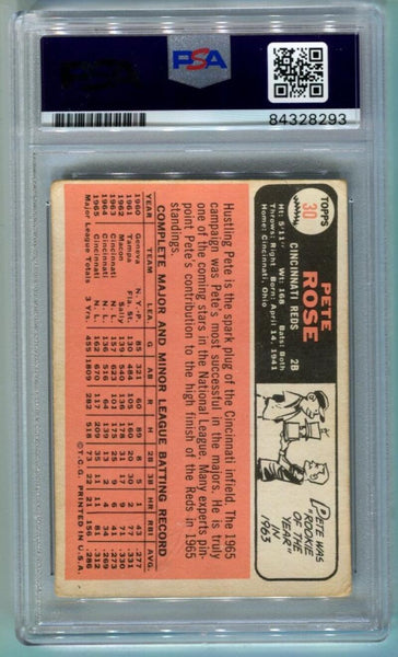 1966 Topps Pete Rose Signed Card. PSA GEM MT 10 Image 2