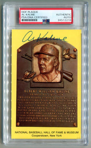 Al Kaline HOF Hall of Fame Signed Plaque Postcard. PSA Image 1