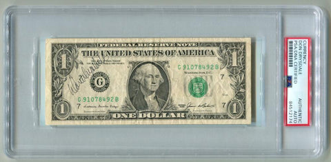 Don Drysdale Signed $1 Dollar Bill Autograph. Auto PSA Image 1