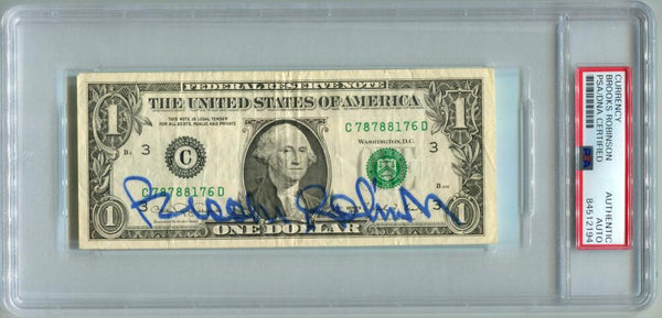 Brooks Robinson Signed $1 Dollar Bill Autograph. Auto PSA Image 1