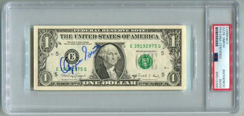 Ozzie Smith Signed $1 Dollar Bill Autograph. Auto PSA Image 1