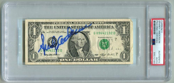 Sparky Anderson Signed $1 Dollar Bill Autograph. Auto PSA Image 1