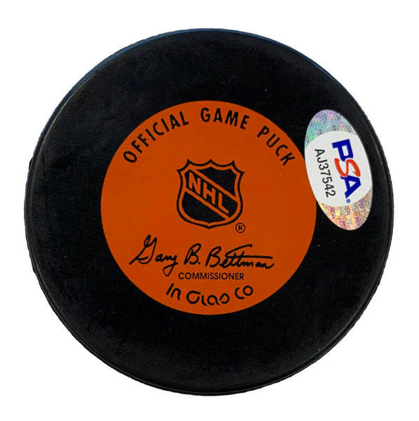 Brian Leetch Signed Puck Autograph. Official NHL New York Rangers, Auto PSA Image 2