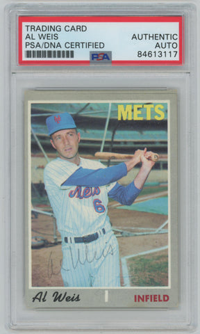 Al Weis NY Mets Signed 1970 Topps Baseball Card. PSA Authentic Image 1