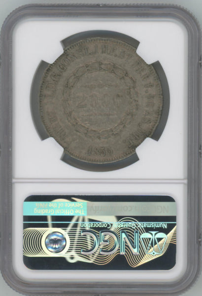 1855 Brazil 2000 Reis. NGC AU Details Image 2