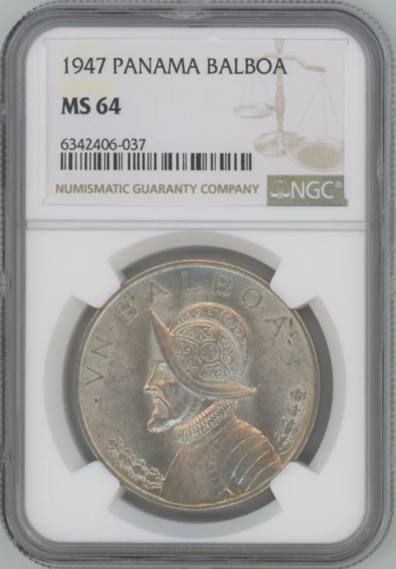 1947 Panama Silver Balboa, NGC MS64 Image 1