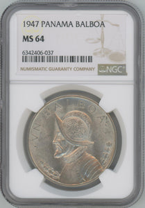 1947 Panama Silver Balboa, NGC MS64 Image 1