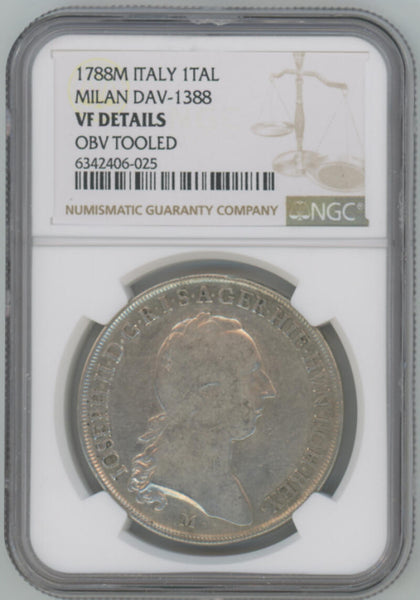 1788 M Italy 1 Tal. Milan Dav-1388 NGC VF Details Image 1