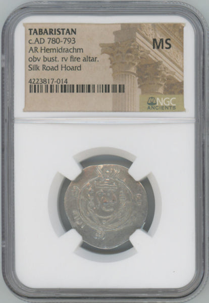 Tabaristan. AD 780-793. Silk Road, North Iran. silver. NGC MS Image 1