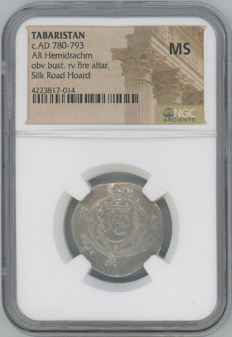 Tabaristan. AD 780-793. Silk Road, North Iran. silver. NGC MS Image 1