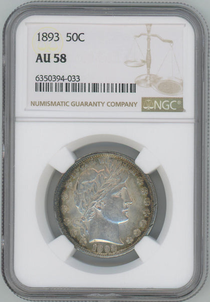 1893 Barber Half Dollar. NGC AU58 Image 1