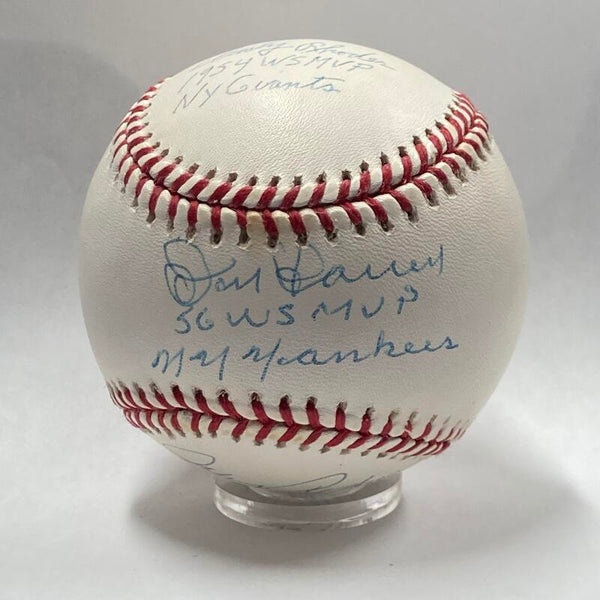 Don Larsen, Dusty Rhodes and Johnny Podres Signed "WS MVP" Baseball. JSA Image 1