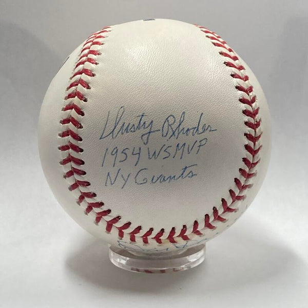 Don Larsen, Dusty Rhodes and Johnny Podres Signed "WS MVP" Baseball. JSA Image 2