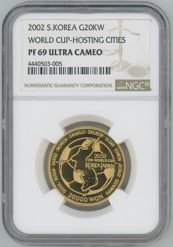 2002 South Korea Silver 20,000 Won. World Cup Hosting Cities. NGC PF69 Ultra Cameo Image 1