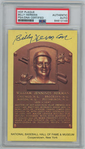 Bill Herman Yellow HOF Signed Plaque PSA. Auto Image 1