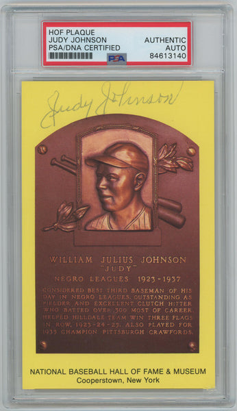 William "Judy" Johnson Yellow HOF Signed Plaque PSA/DNA. Auto Image 1