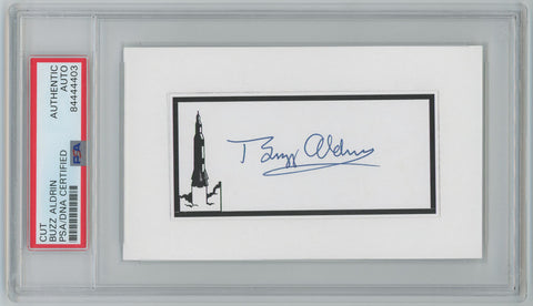 Buzz Aldrin Signed Cut Autograph Featuring Rocket Ship. PSA Auto Image 1